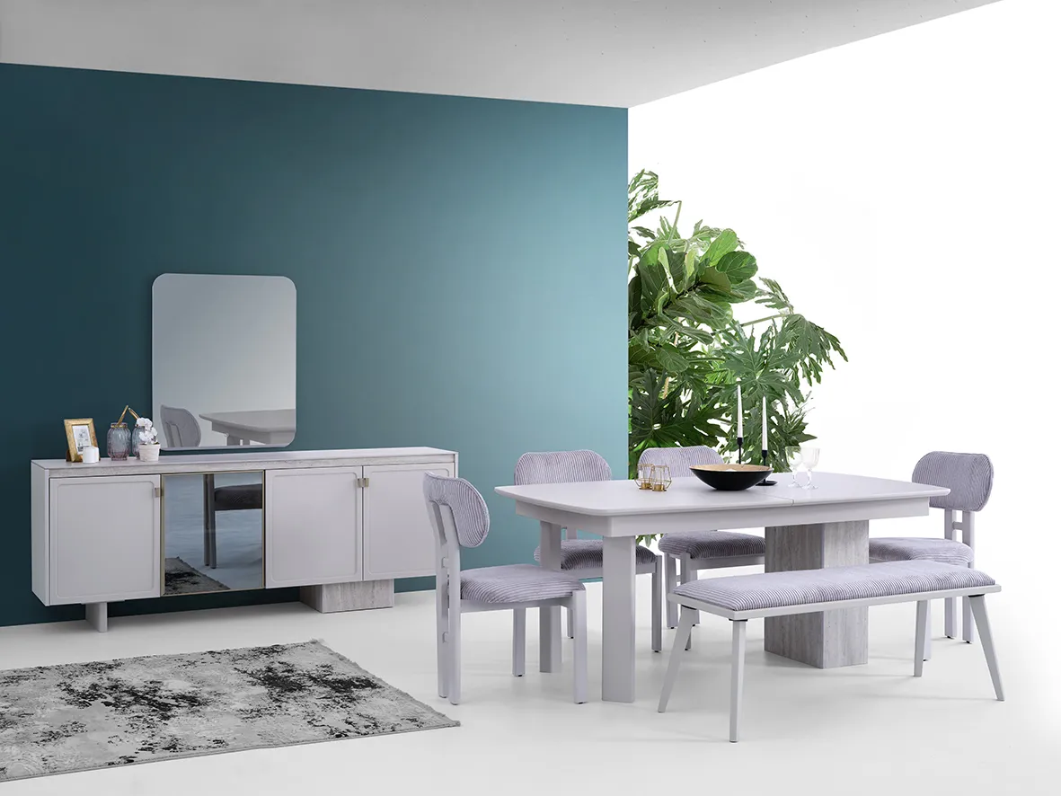 Konsol + Yemek Masası + 4 Sandalye + Bench